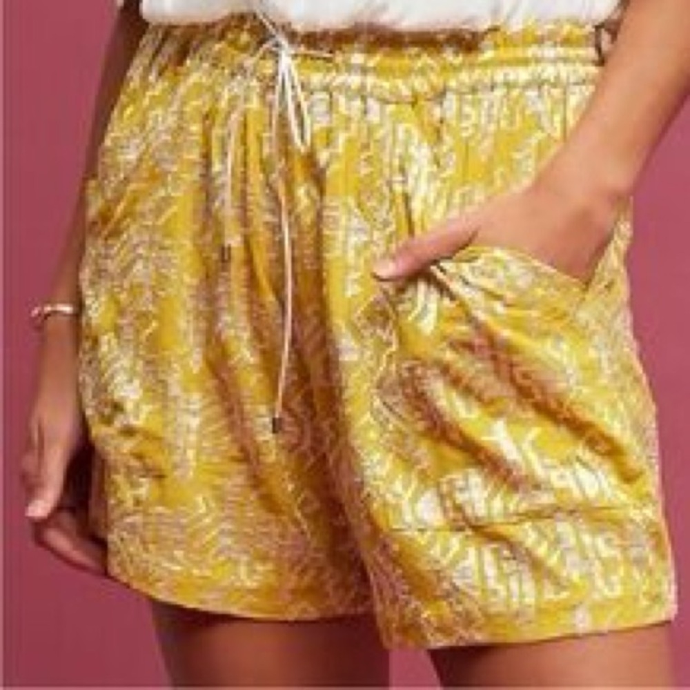 Anthropologie Yellow Patterned Shorts